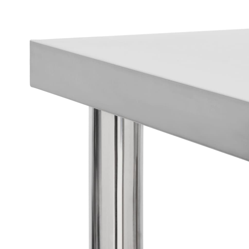 vidaXL Πάγκος Εργασίας Κουζίνας με Ροδάκια 60x45x85 εκ Ανοξείδ. Ατσάλι