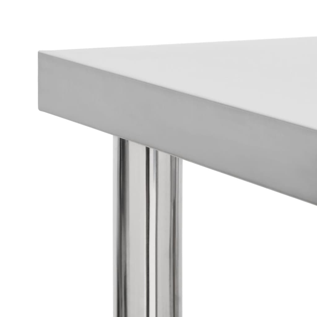 vidaXL Πάγκος Εργασίας Κουζίνας με Ροδάκια 80x45x85 εκ Ανοξείδ. Ατσάλι