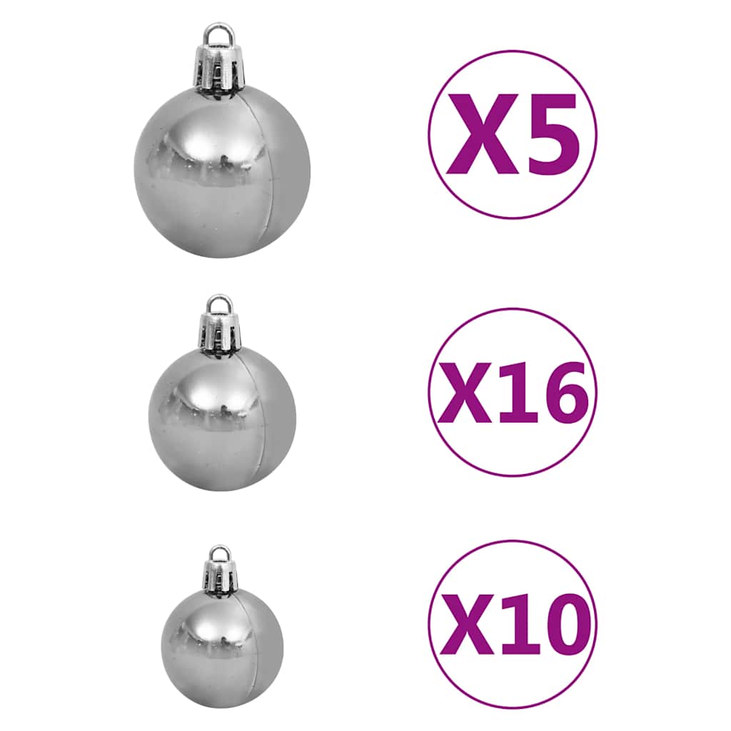 vidaXL Τεχνητό χριστουγεννιάτικο δέντρο με LED/σετ μπάλες/κουκουνάρια 240 εκ.