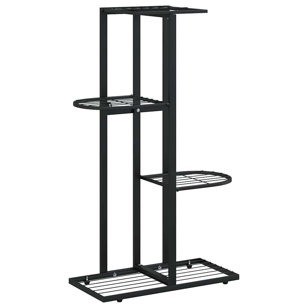 vidaXL Ανθοστήλη 4 Επιπέδων Μαύρη 43 x 22 x 76 εκ. Μεταλλική