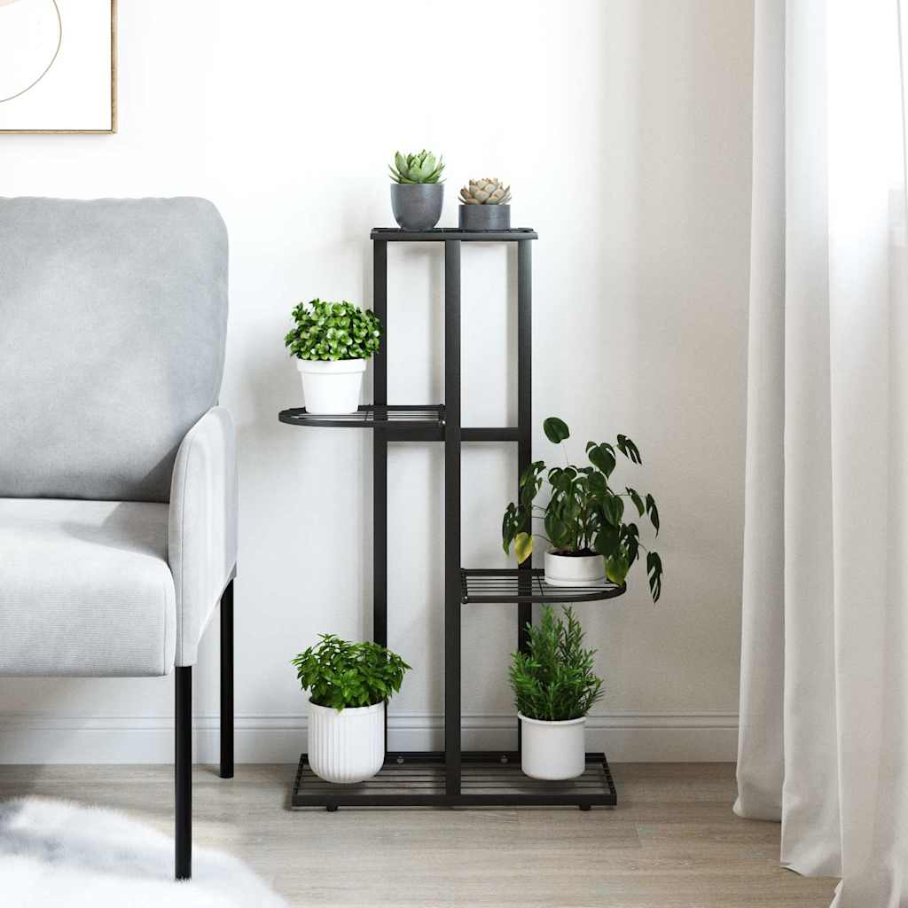 vidaXL Ανθοστήλη 4 Επιπέδων Μαύρη 43 x 22 x 76 εκ. Μεταλλική