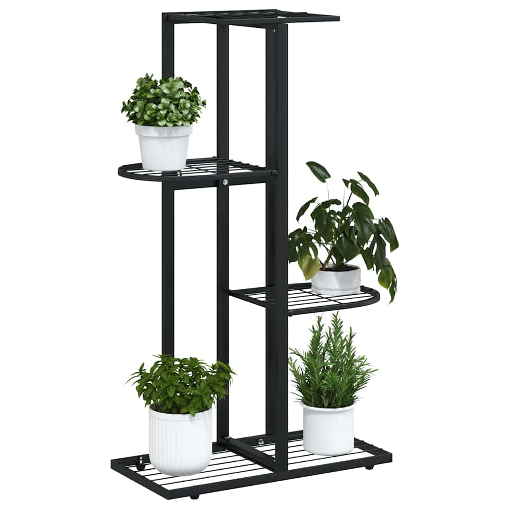 vidaXL Ανθοστήλη 4 Επιπέδων Μαύρη 43 x 22 x 76 εκ. Μεταλλική