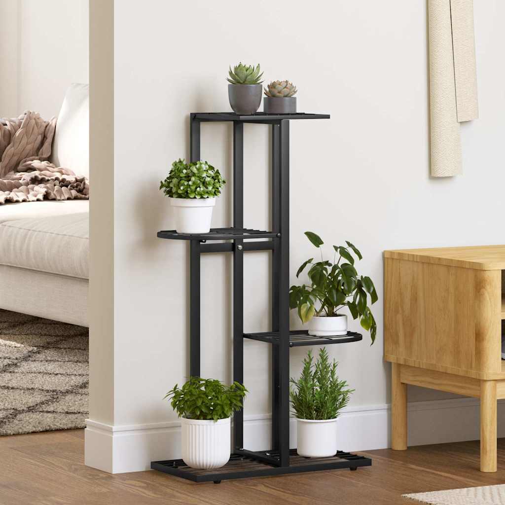 vidaXL Ανθοστήλη 4 Επιπέδων Μαύρη 43 x 22 x 76 εκ. Μεταλλική