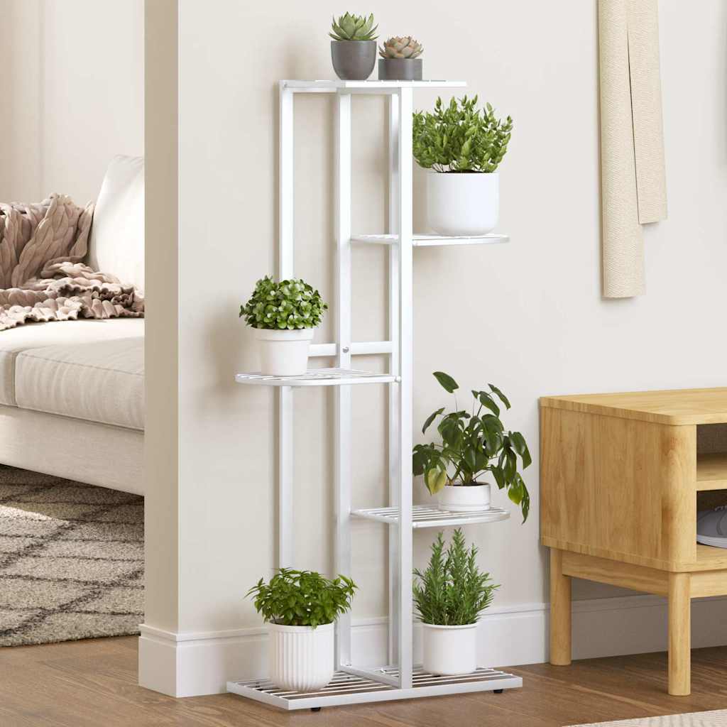 vidaXL Ανθοστήλη 5 Επιπέδων Λευκή 43 x 22 x 98 εκ. Μεταλλική