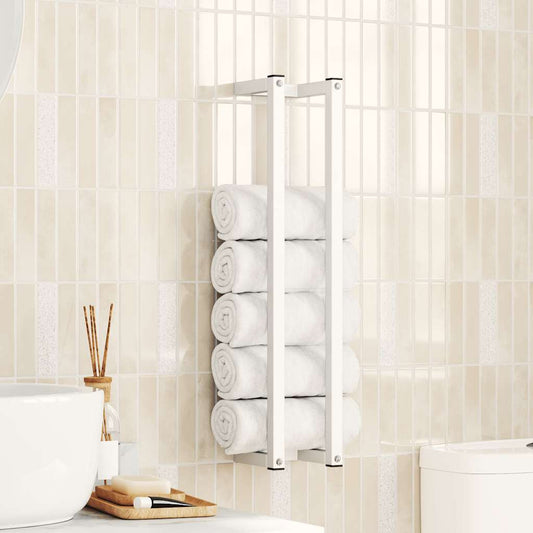vidaXL Βάση για Πετσέτες Επιτοίχια Λευκή 12,5 x 12,5 x 60 εκ. Ατσάλινη