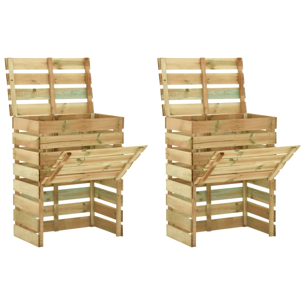 vidaXL Κομποστοποιητής με Σανίδες 2 τεμ. 80x50x100 εκ Εμπ. Ξύλο Πεύκου