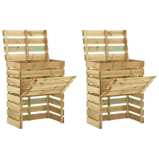 vidaXL Κομποστοποιητής με Σανίδες 2 τεμ. 80x50x100 εκ Εμπ. Ξύλο Πεύκου