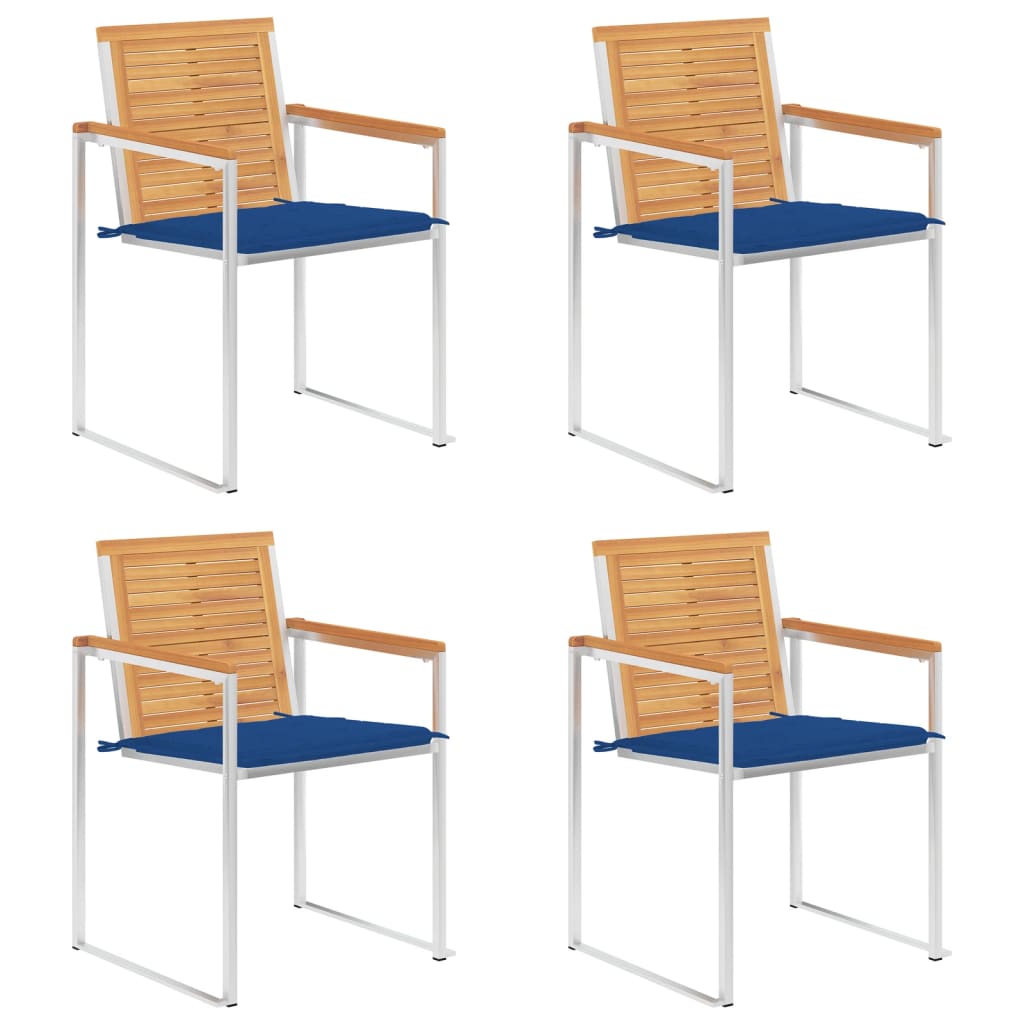 vidaXL Καρέκλες Κήπου 4 τεμ. από Μασίφ Ξύλο Teak με Μαξιλάρια