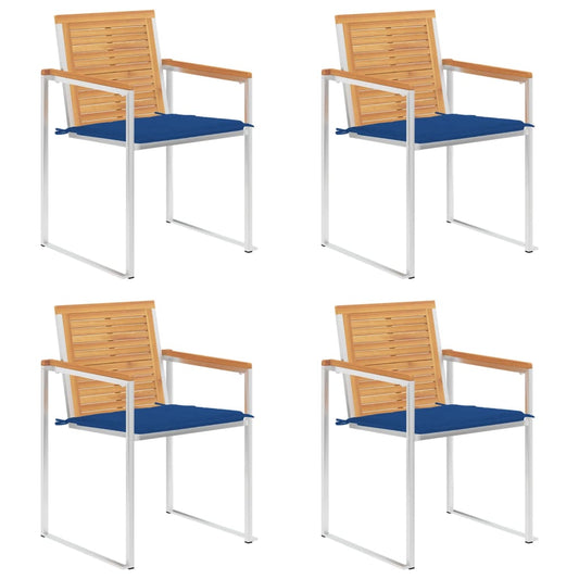 vidaXL Καρέκλες Κήπου 4 τεμ. από Μασίφ Ξύλο Teak με Μαξιλάρια