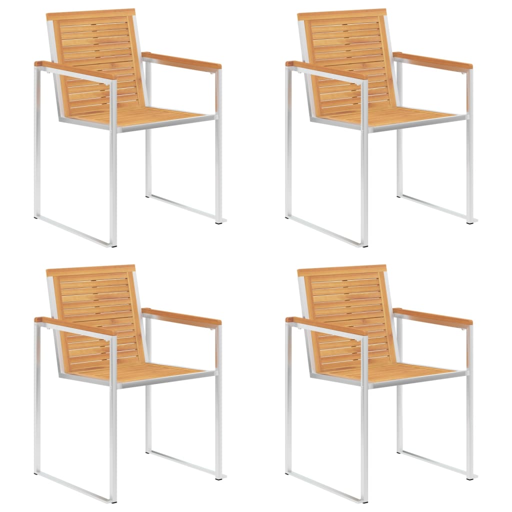vidaXL Καρέκλες Κήπου 4 τεμ. από Μασίφ Ξύλο Teak με Μαξιλάρια