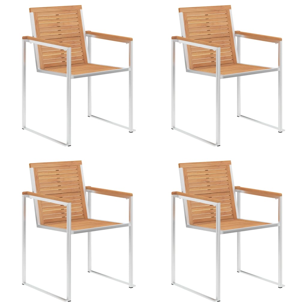 vidaXL Καρέκλες Κήπου 4 τεμ. από Μασίφ Ξύλο Teak με Μαξιλάρια