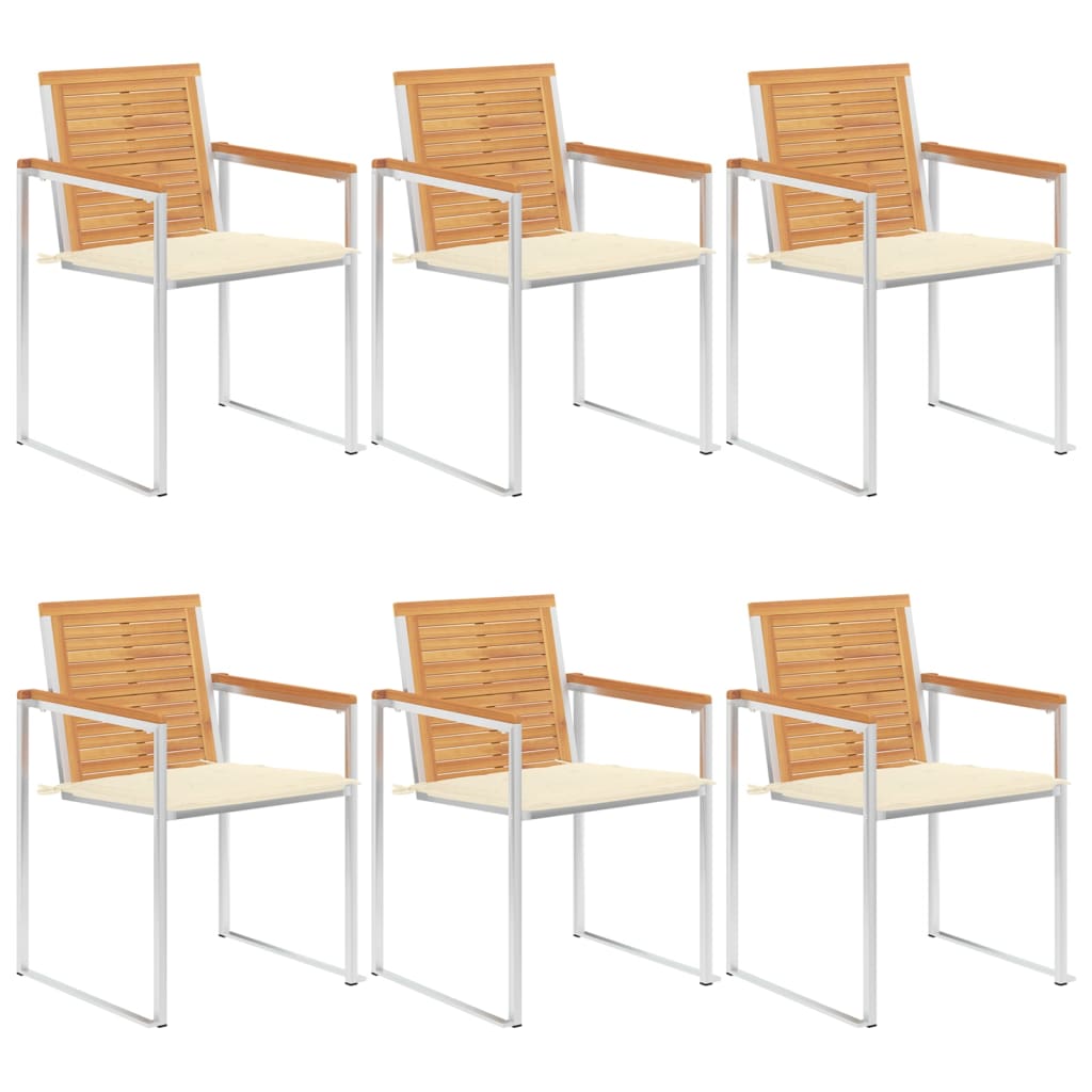 vidaXL Καρέκλες Κήπου 6 τεμ. από Μασίφ Ξύλο Teak με Μαξιλάρια