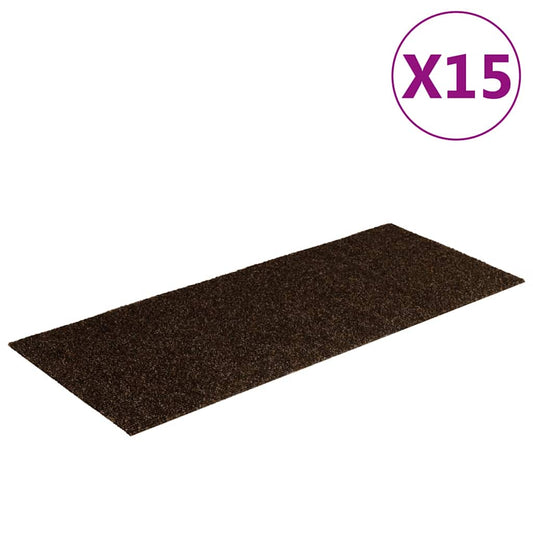 vidaXL Πατάκια Σκαλιών Αυτοκόλλητα 15 τεμ. Καφέ Ορθογώνια 60x25 εκ.