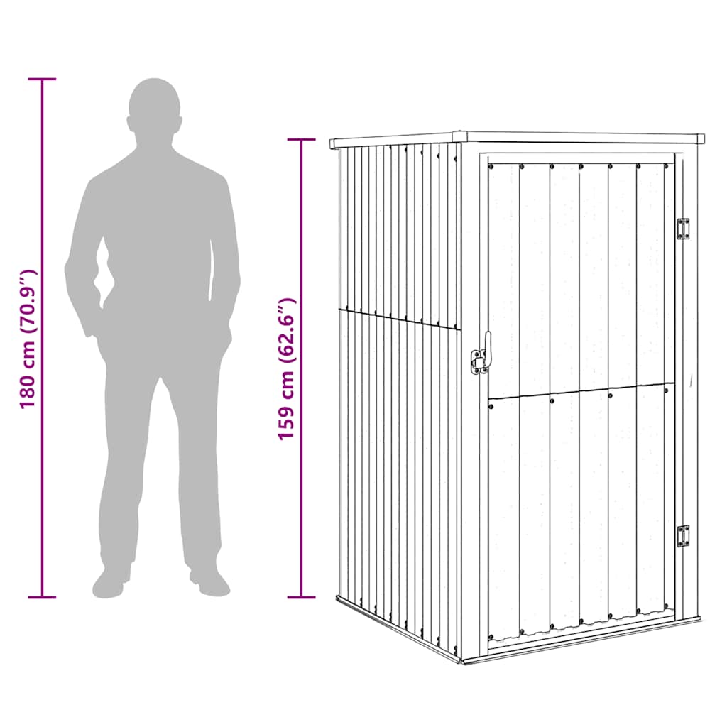 vidaXL Αποθήκη Εργαλείων Κήπου Καφέ 88x89x161 εκ. Γαλβαν. Ατσάλι