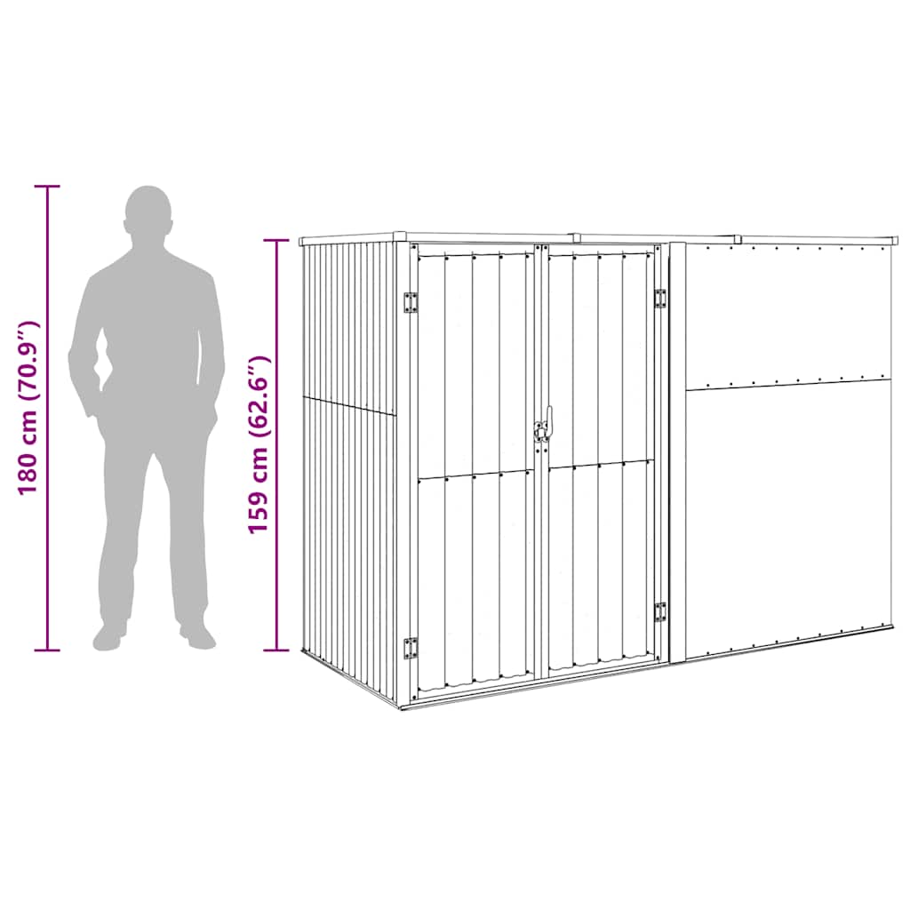 vidaXL Αποθήκη Εργαλείων Κήπου Πράσινη 225x89x161 εκ. Γαλβαν. Ατσάλι