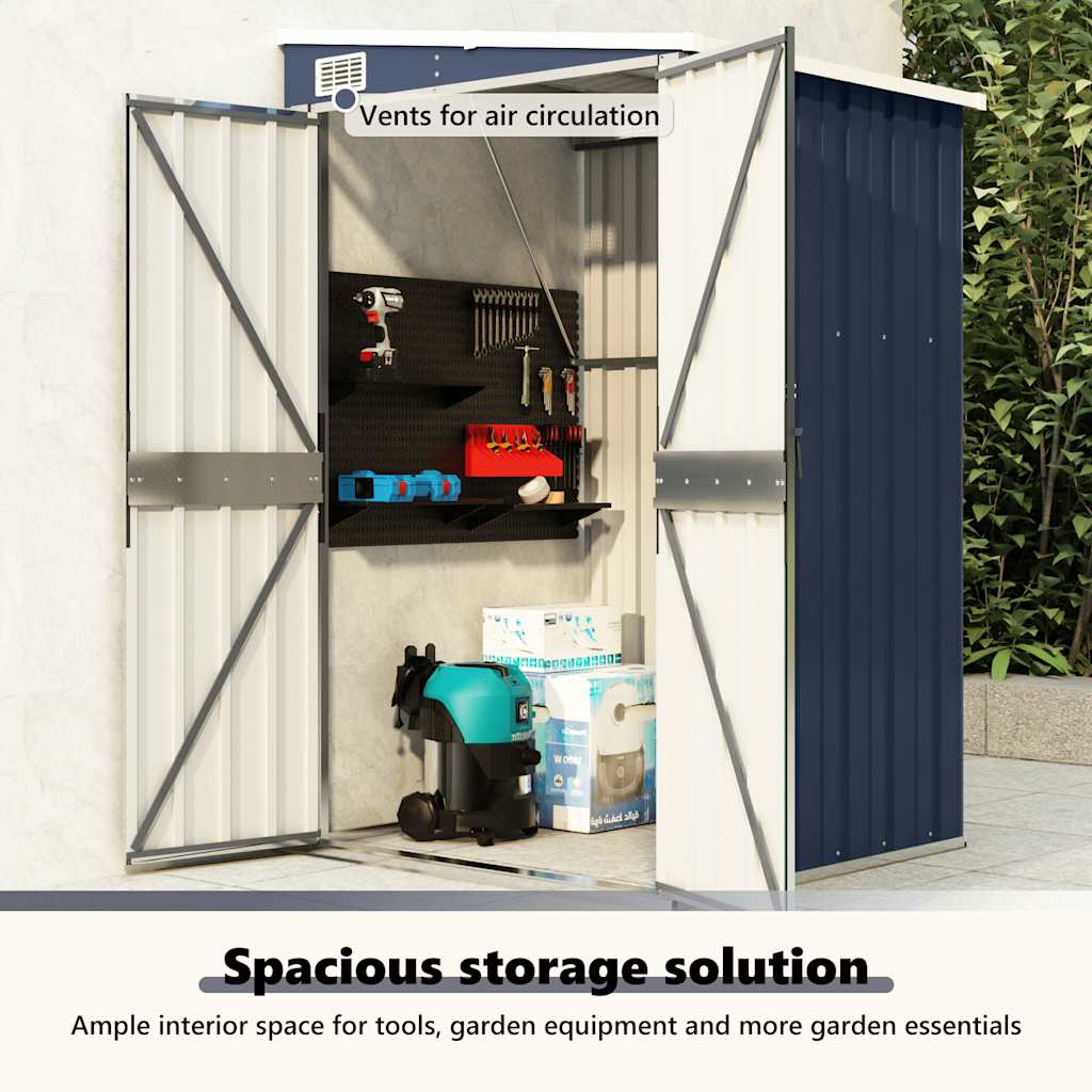 vidaXL Αποθήκη Κήπου Επιτοίχια Ανθρακί 118 x 100 x 178 εκ. από Ατσάλι