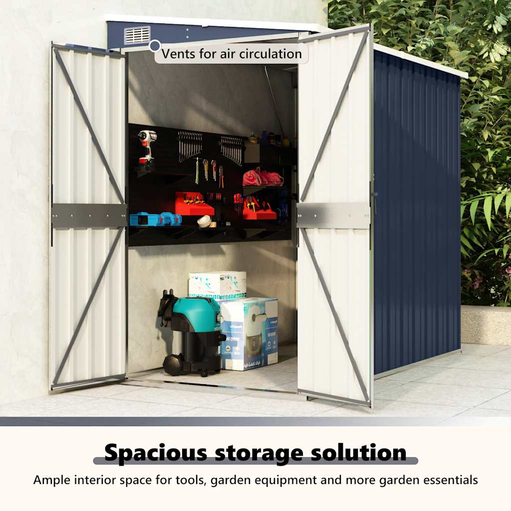 vidaXL Αποθήκη Κήπου Επιτοίχια Ανθρακί 118 x 194 x 178 εκ από Ατσάλι