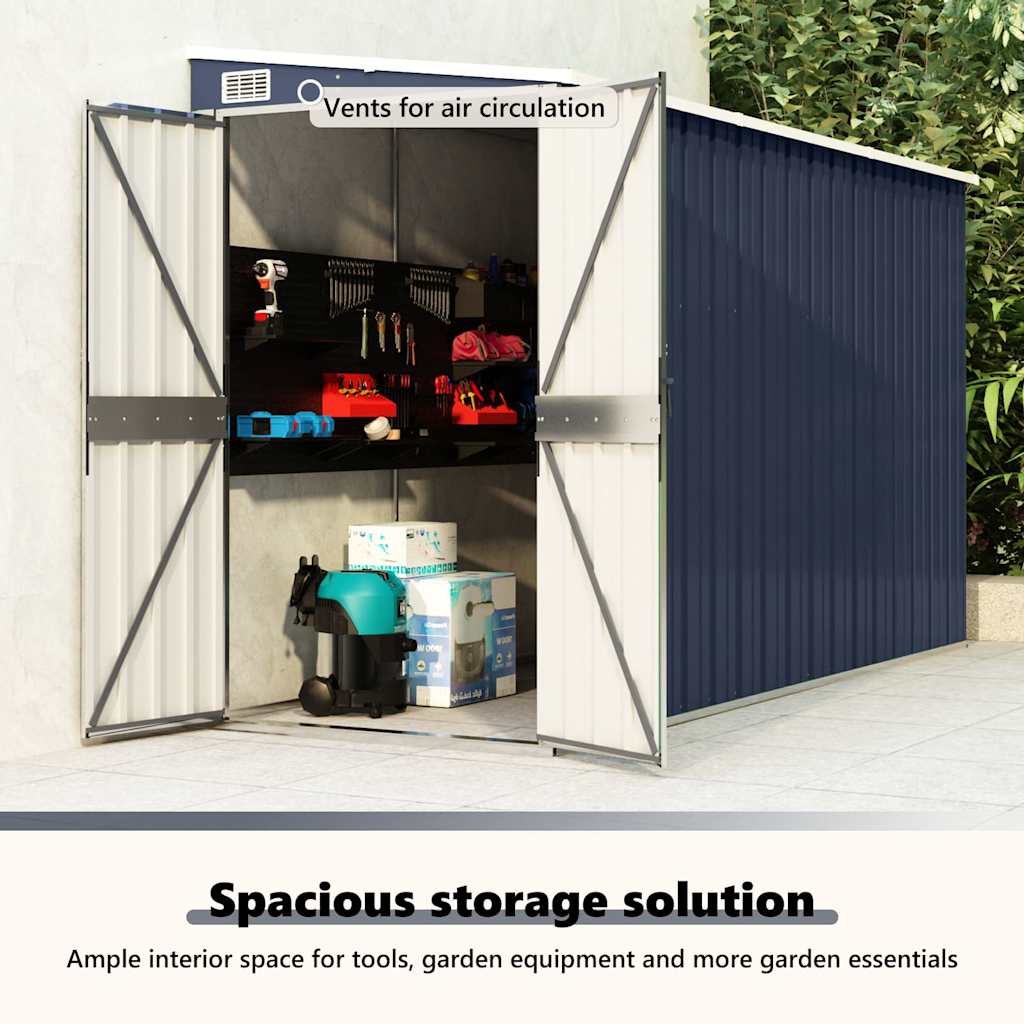 vidaXL Αποθήκη Κήπου Επιτοίχια Ανθρακί 118 x 288 x 178 εκ από Ατσάλι