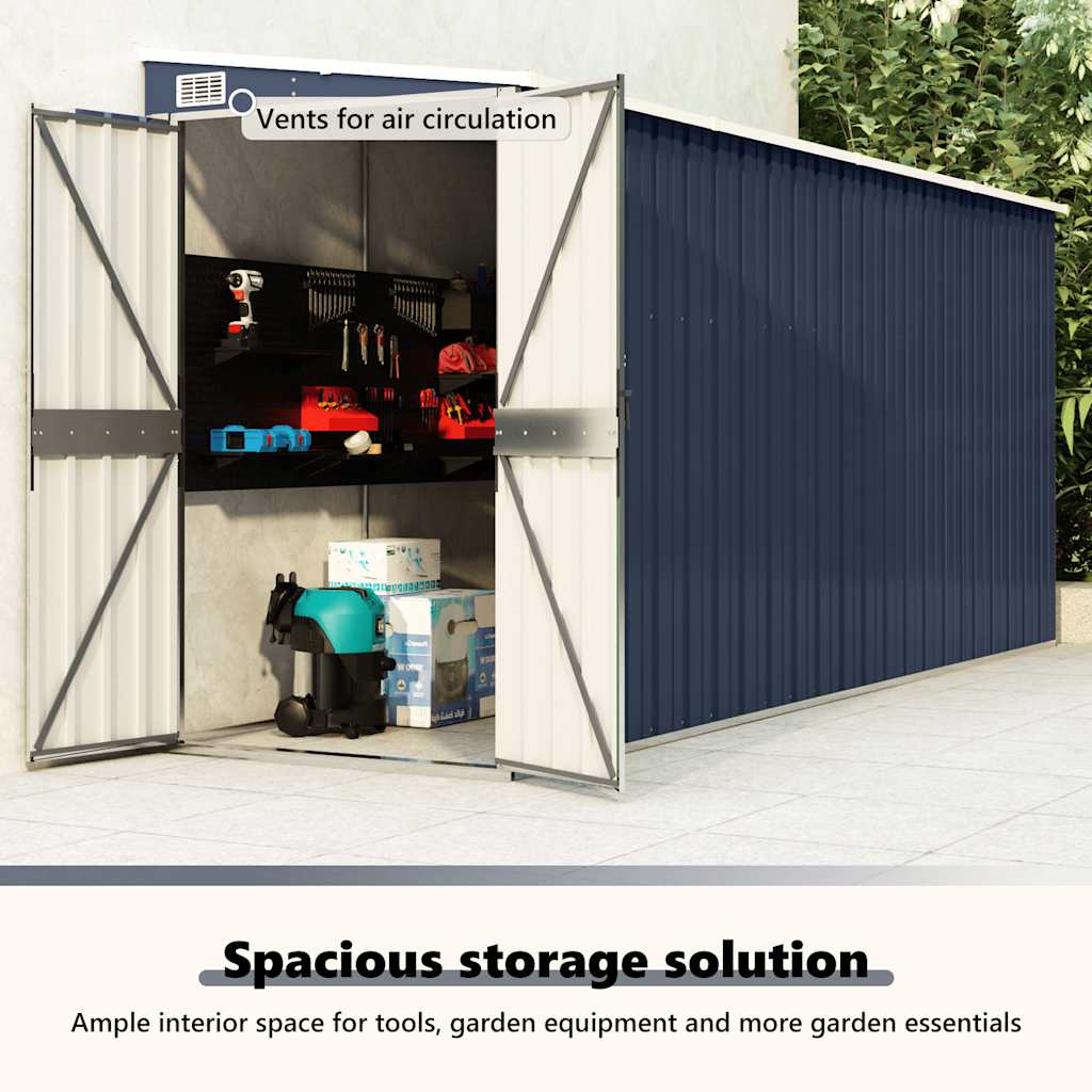 vidaXL Αποθήκη Κήπου Επιτοίχια Ανθρακί 118 x 382 x 178 εκ. από Ατσάλι