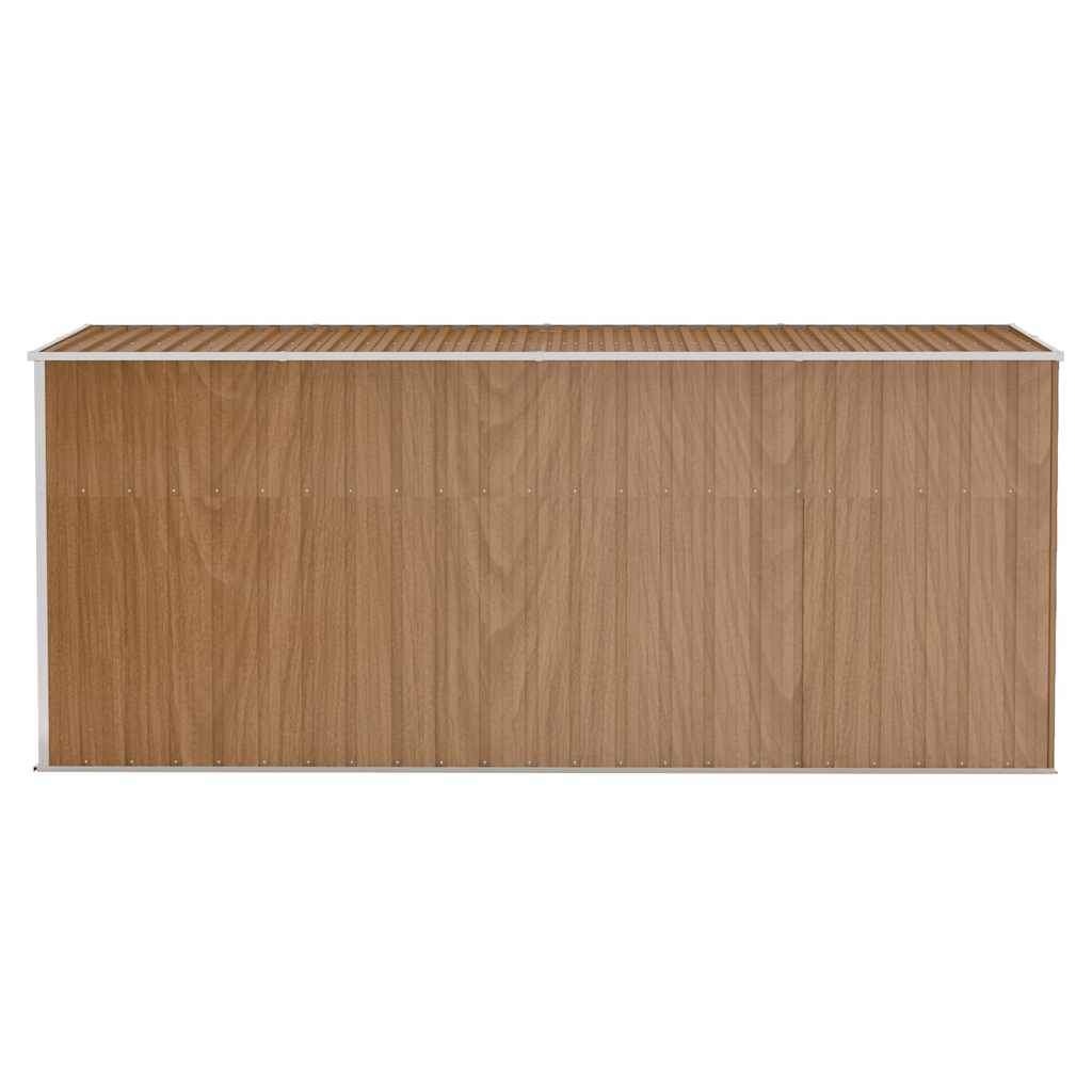 vidaXL Αποθήκη Κήπου Επιτοίχια Καφέ 118x382x178 εκ. από Γαλβ. Ατσάλι