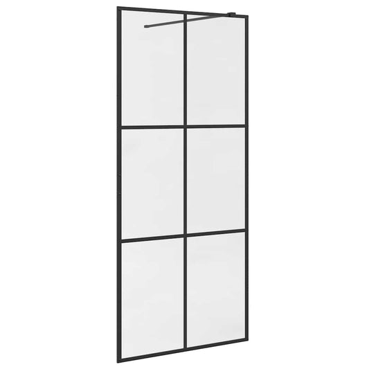 vidaXL Διαχωριστικό Ντουζιέρας Μαύρο 90 x 195 εκ. Διαφανές Γυαλί ESG