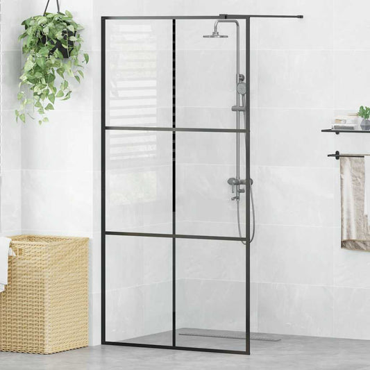 vidaXL Διαχωριστικό Ντουζιέρας Μαύρο 100 x 195 εκ. Διαφανές Γυαλί ESG