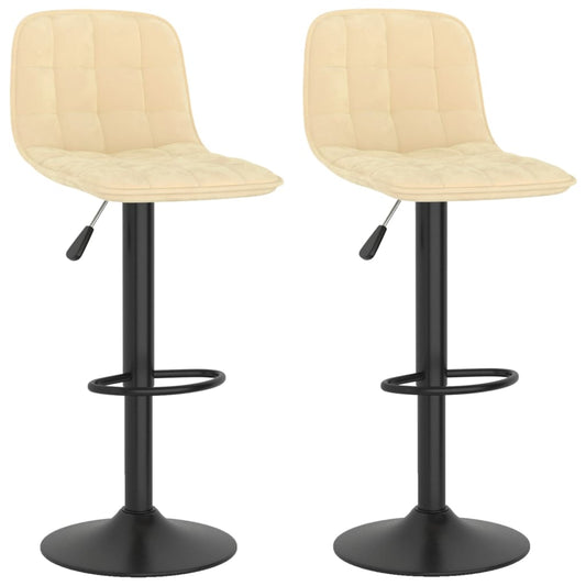 vidaXL Σκαμπό Μπαρ 2 τεμ. Κρεμ Βελούδινα