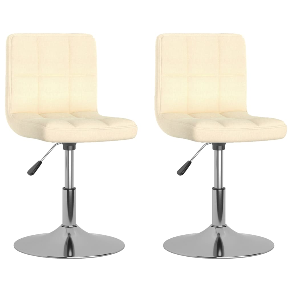 vidaXL Καρέκλες Τραπεζαρίας Περιστρεφόμενες 2 τεμ. Κρεμ Υφασμάτινες