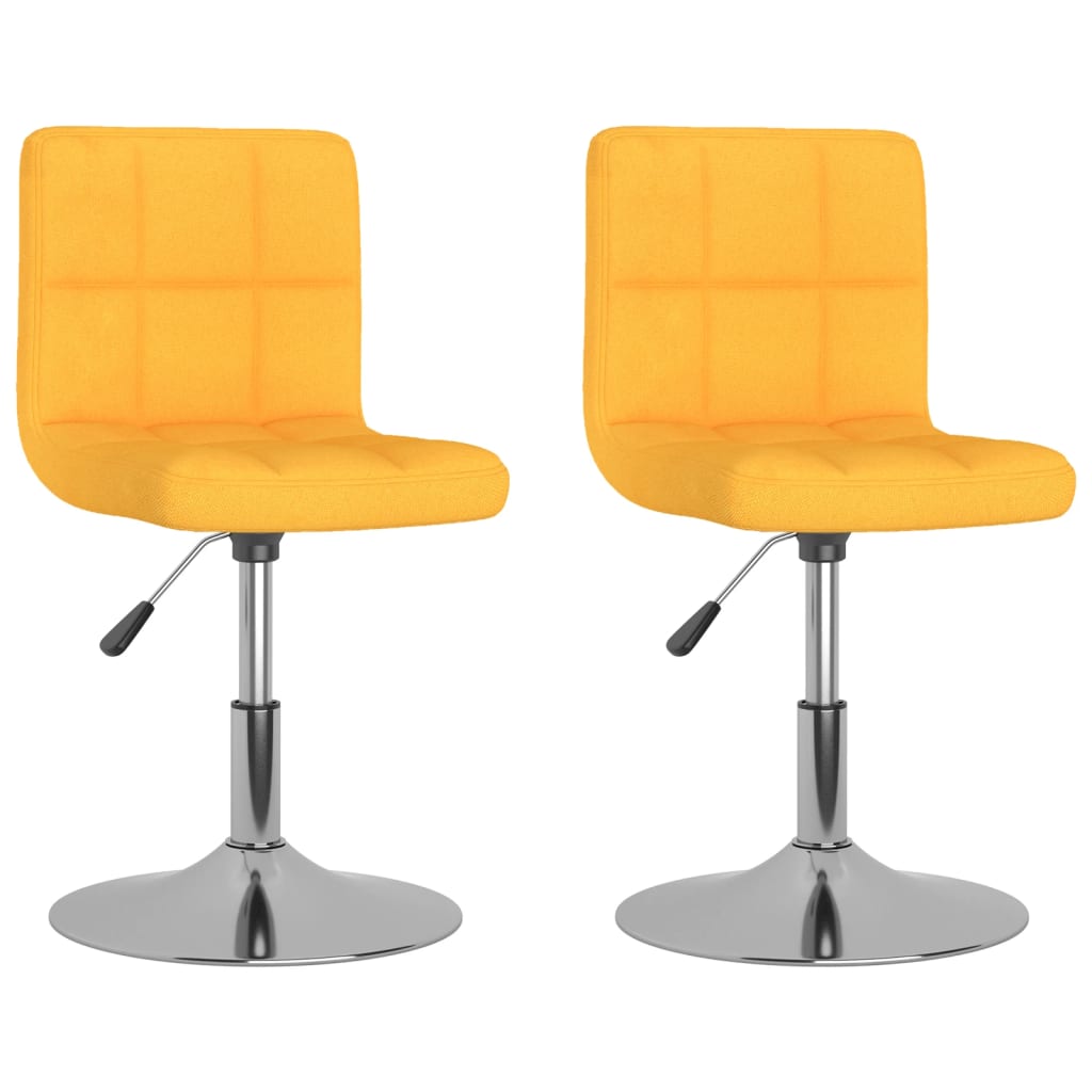 vidaXL Καρέκλες Τραπεζαρίας Περιστρεφόμενες 2 τεμ Κίτρινες Υφασμάτινες
