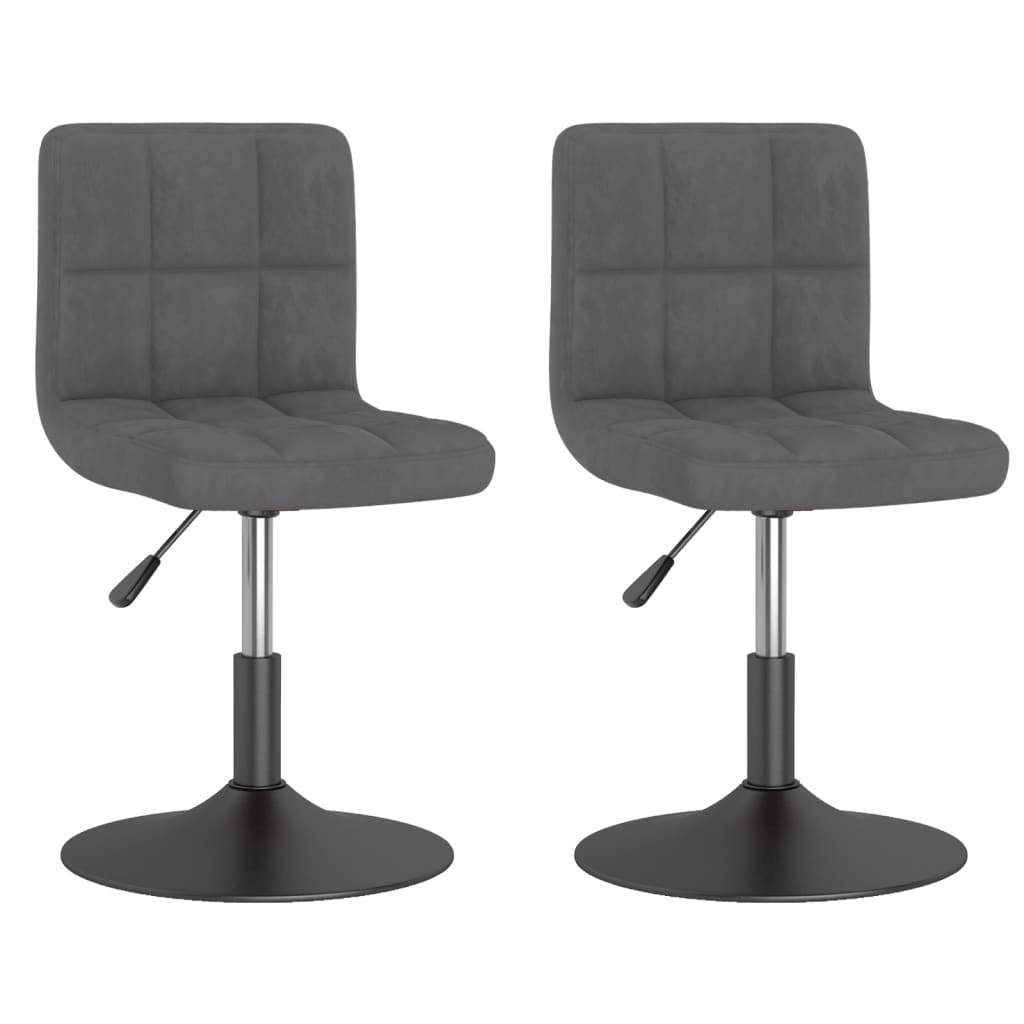 vidaXL Καρέκλες Τραπεζαρίας Περιστρεφόμενες 2 τεμ. Σκ. Γκρι Βελούδινες