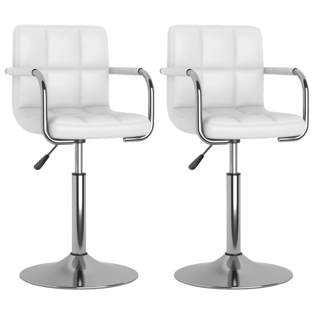 vidaXL Καρέκλες Τραπεζαρίας Περιστρεφόμενες 2 τεμ. Λευκές Συνθ. Δέρμα