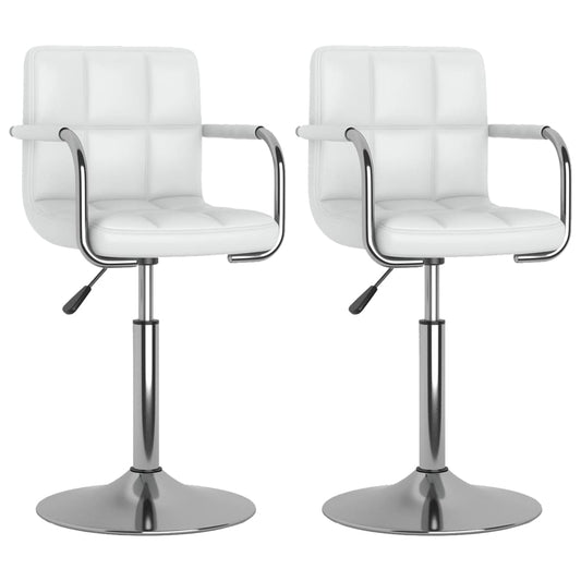 vidaXL Καρέκλες Τραπεζαρίας Περιστρεφόμενες 2 τεμ. Λευκές Συνθ. Δέρμα
