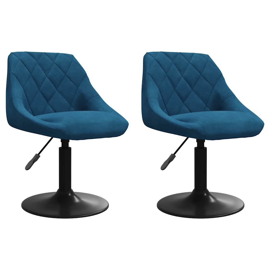 vidaXL Καρέκλες Τραπεζαρίας Περιστρεφόμενες 2 τεμ. Μπλε Βελούδινες