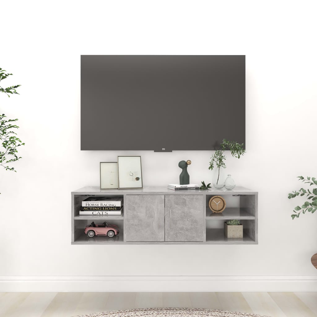 vidaXL Ραφιέρα Τοίχου Γκρι Σκυροδέματος 102x30x29 εκ. από Επεξ. Ξύλο