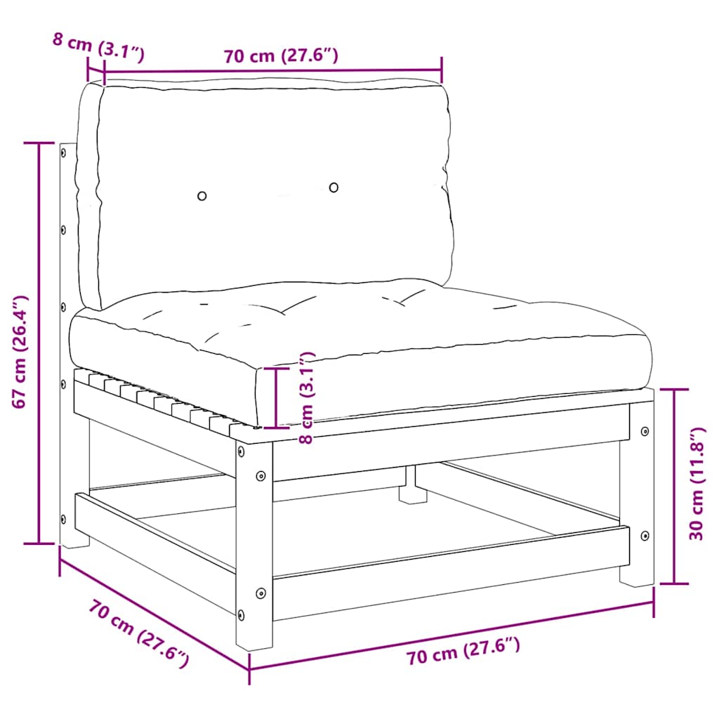 vidaXL Σαλόνι Κήπου 2 Τεμαχίων από Μασίφ Ξύλο Πεύκου με Μαξιλάρια
