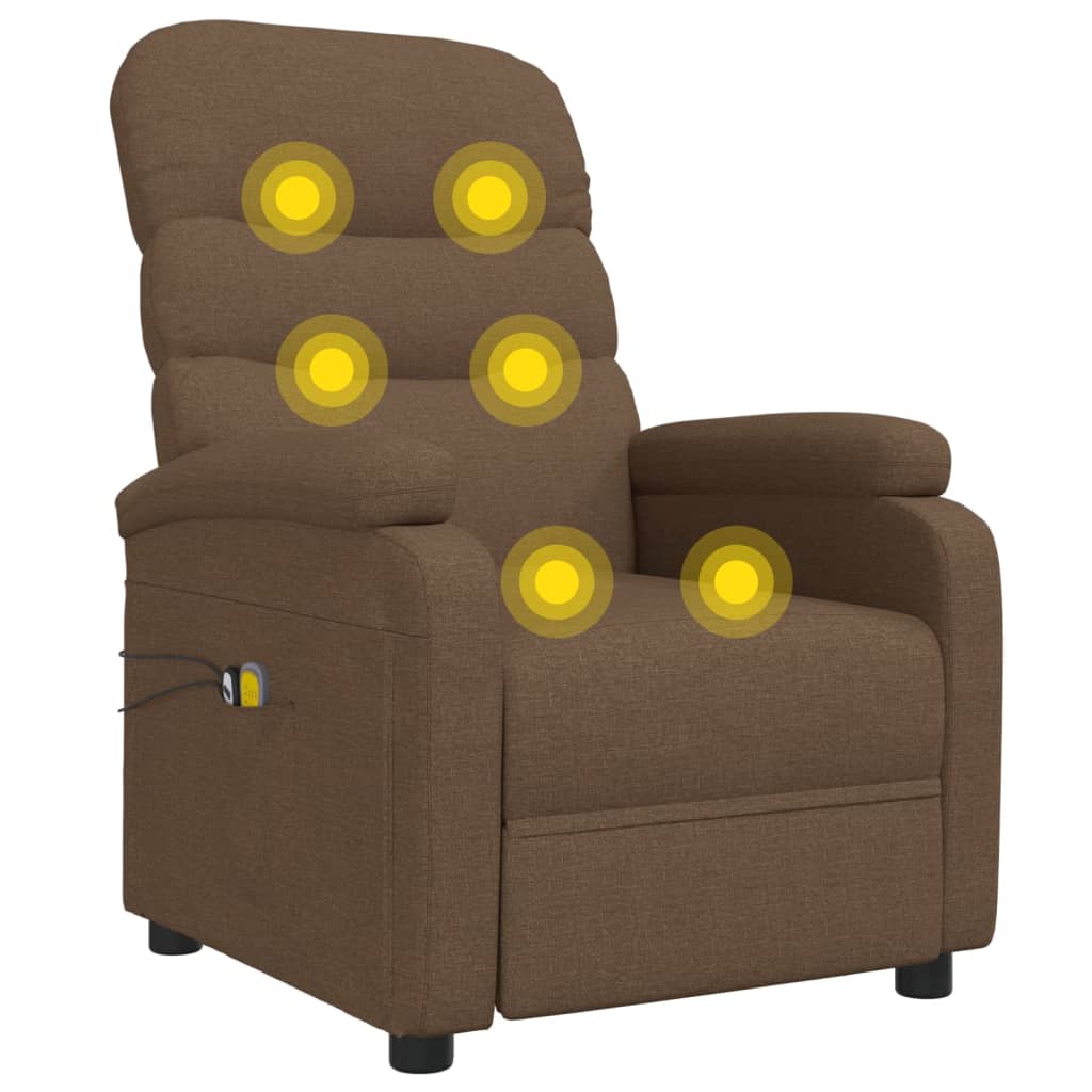 vidaXL Πολυθρόνα Μασάζ Ηλεκτρική Καφέ Υφασμάτινη