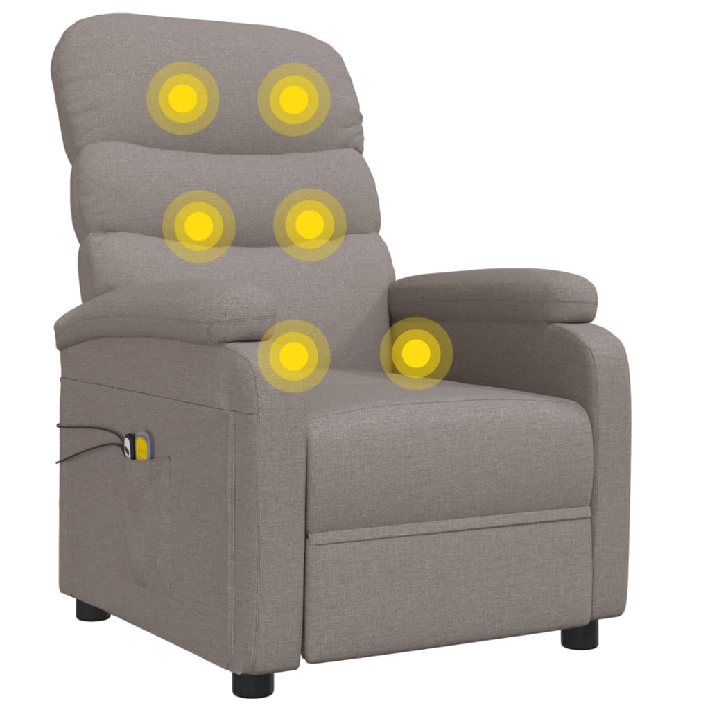 vidaXL Πολυθρόνα Μασάζ Ηλεκτρική Taupe Υφασμάτινη