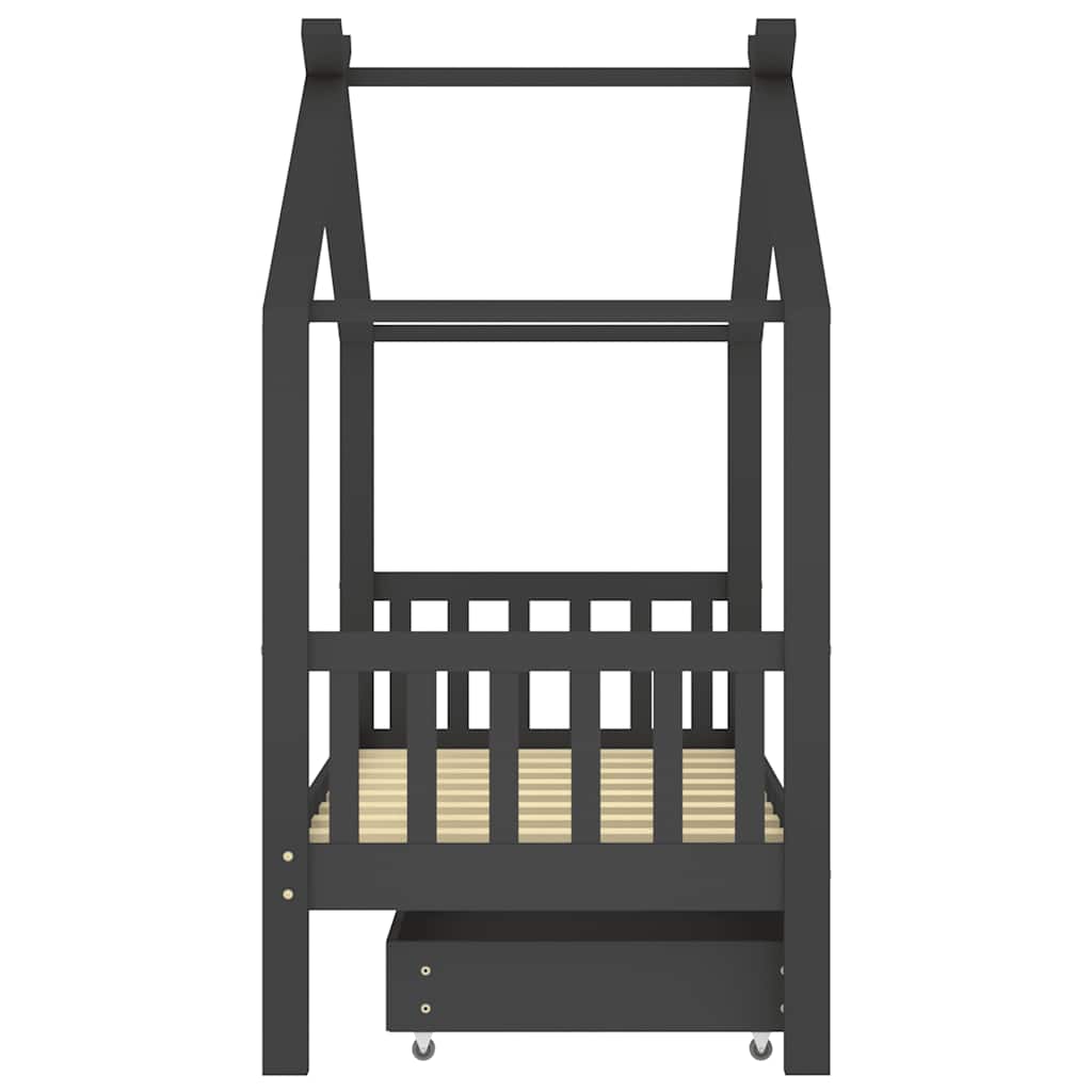 vidaXL Πλαίσιο Κρεβατιού Παιδικό με Συρτάρι Σκ. Γκρι 80x160 εκ. Πεύκο