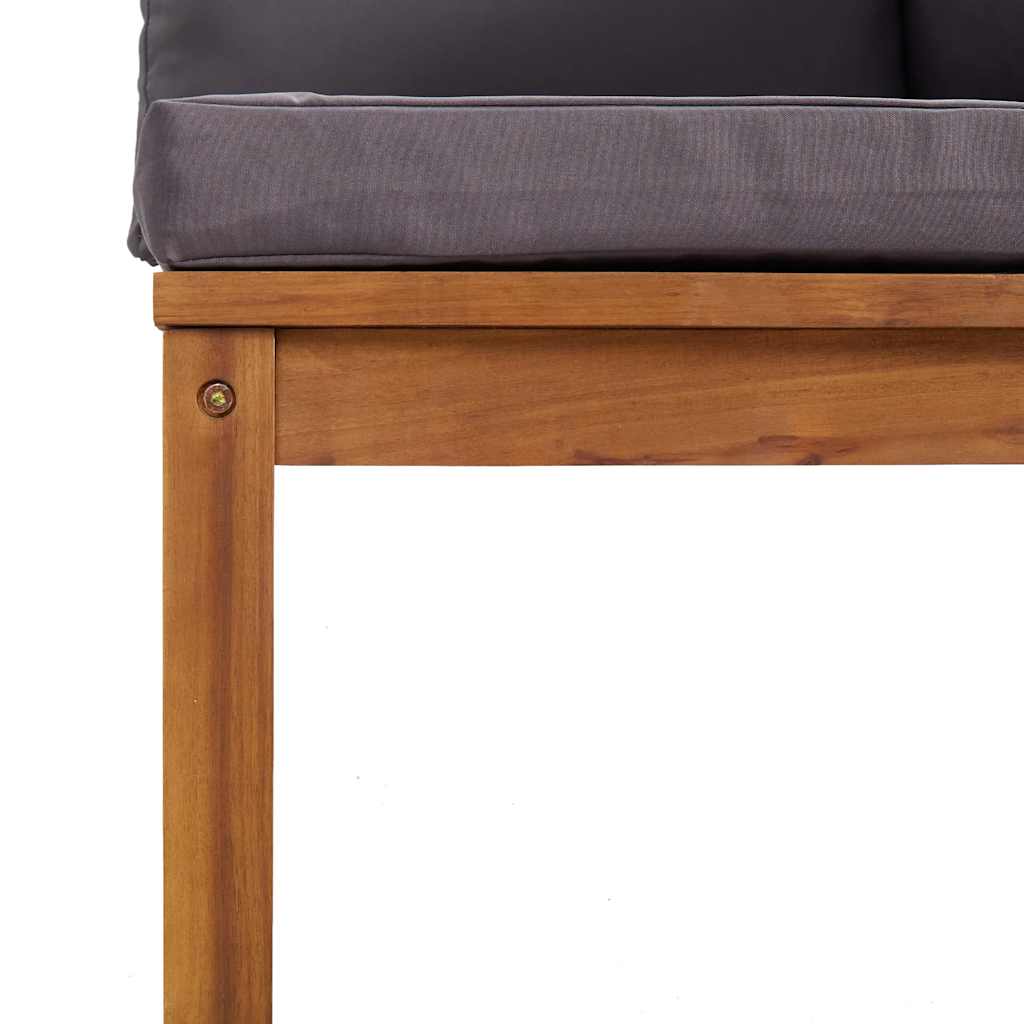 vidaXL Καναπές Γωνιακός Τμηματικός Ξύλο Ακακίας Σκούρα Γκρι Μαξιλάρια