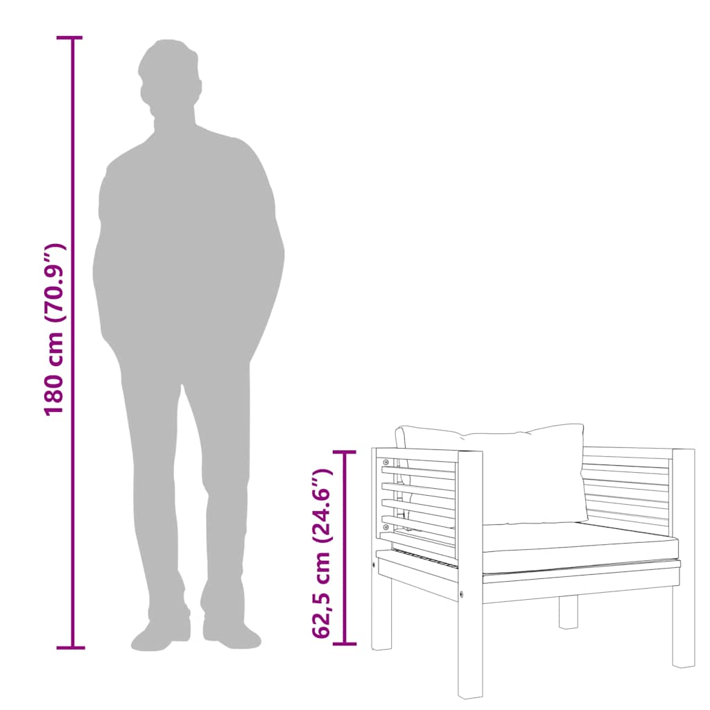 vidaXL Καρέκλα Κήπου από Μασίφ Ξύλο Ακακίας με Λευκά Κρεμ Μαξιλάρια