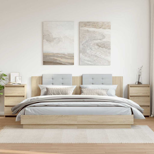 vidaXL Κομοδίνα 2 τεμ. Sonoma Δρυς 40 x 35 x 62,5 εκ. από Επεξ. Ξύλο