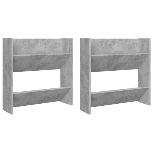 vidaXL Παπουτσοθήκες Τοίχου 2 τεμ. Γκρι Σκυρ. 60x18x60 εκ. Μοριοσανίδα