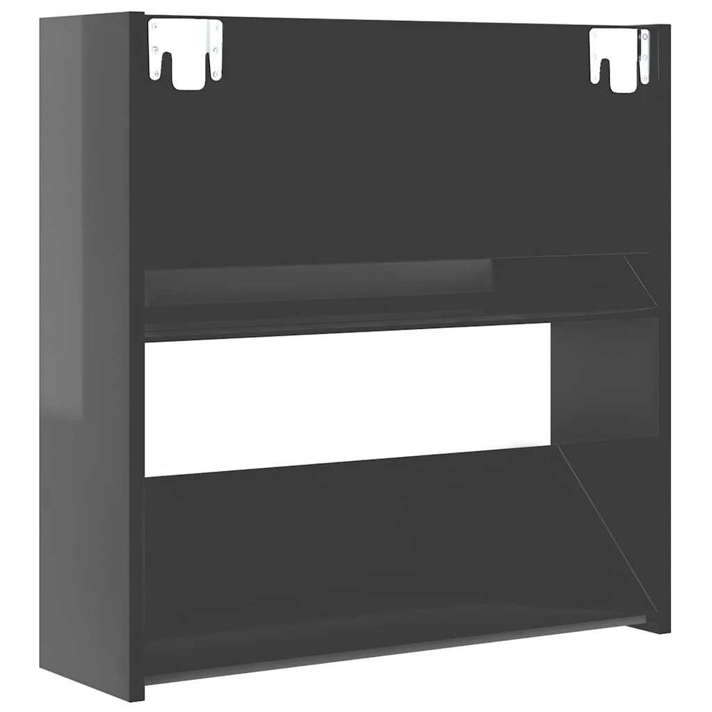 vidaXL Παπουτσοθήκη Τοίχου Γυαλιστερό Γκρι 60 x 18 x 60 εκ Επεξ. Ξύλο