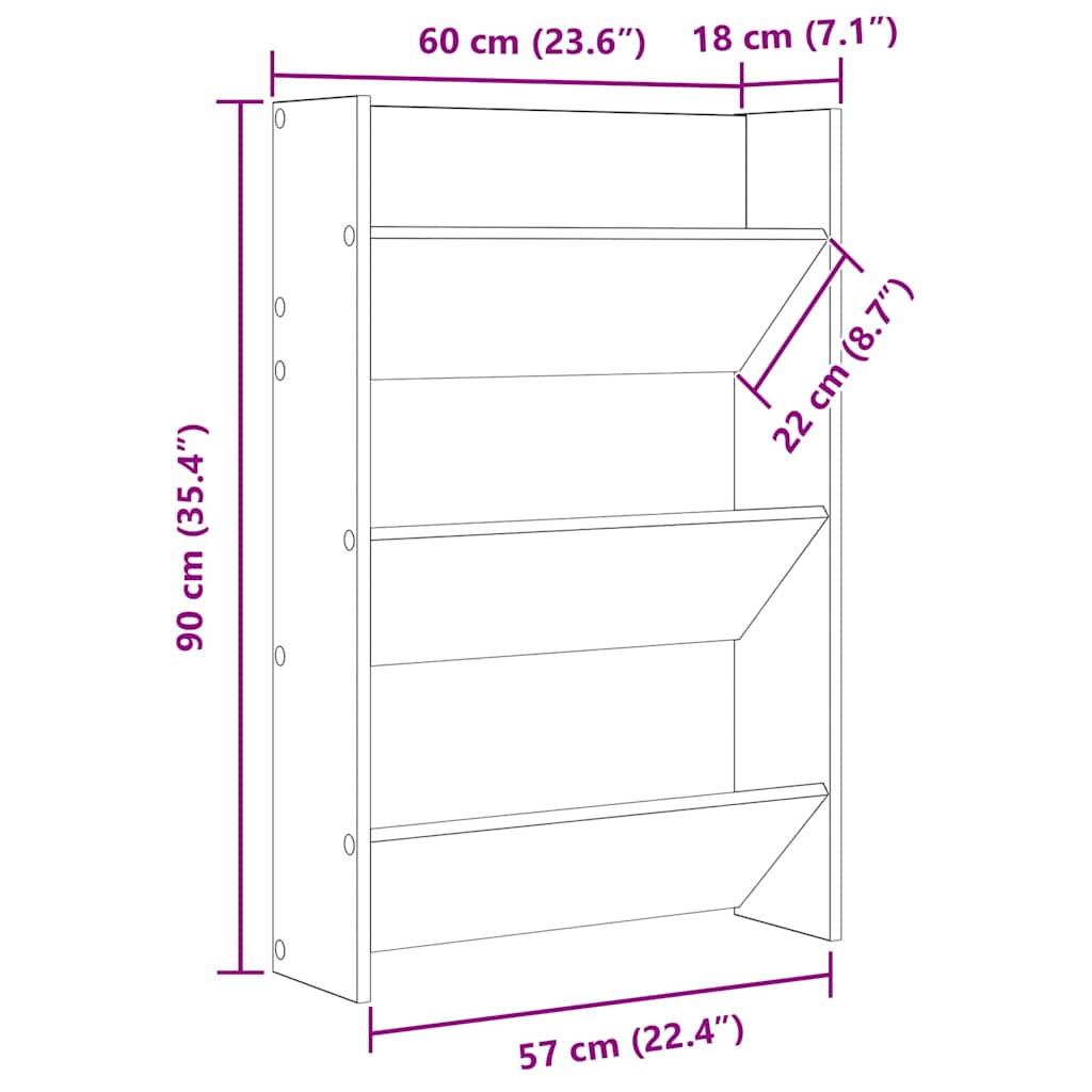 vidaXL Παπουτσοθήκες Τοίχου 2 τεμ. Λευκές 60x18x90 εκ. από Μοριοσανίδα