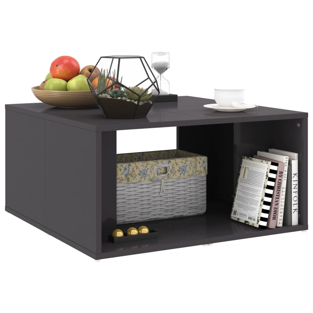 vidaXL Τραπεζάκια Σαλονιού 4 τεμ. Γυαλ. Γκρι 33x33x33 εκ. Επεξ. Ξύλο