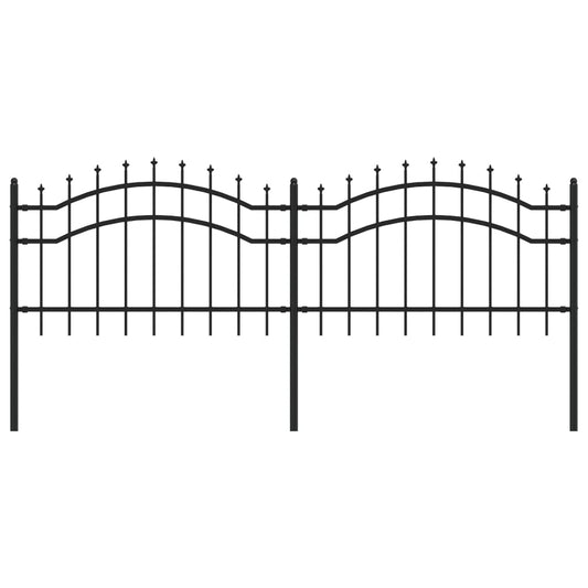 vidaXL Φράχτης Κήπου με Κορυφή Δόρυ Μαύρος 239x75 εκ. από Ατσάλι με Ηλεκτροστατική Βαφή