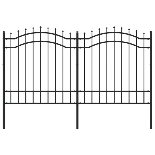 vidaXL Φράχτης Κήπου με Κορυφή Δόρυ Μαύρος 239x125 εκ. από Ατσάλι με Ηλεκτροστατική Βαφή