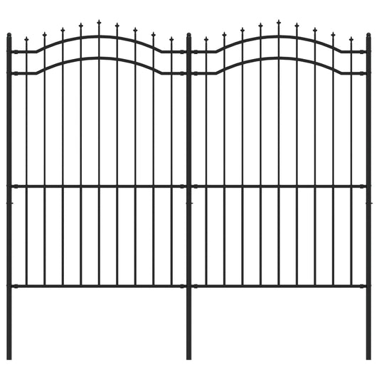 vidaXL Φράχτης Κήπου με Κορυφή Δόρυ Μαύρος 239x175 εκ. Ατσάλι με Ηλεκτροστατική Βαφή