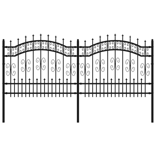 vidaXL Φράχτης Κήπου με Κορυφή Δόρυ Μαύρος 240x100 εκ. Ατσάλι με Ηλεκτροστατική Βαφή