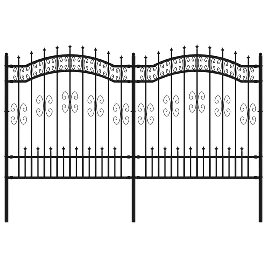 vidaXL Φράχτης Κήπου με Κορυφή Δόρυ Μαύρος 240x125 εκ. από Ατσάλι με Ηλεκτροστατική Βαφή